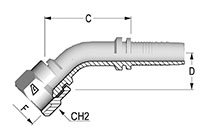 Two-Piece Fittings, Standard Inserts, US End Configurations - 45º Female SAE 45º - A Series Two-Piece Fittings, Standard Inserts, US End Configurations - 45º Female SAE 45º - A Series