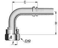 Two-Piece Fittings, Standard Inserts, US End Configurations - 90º Female SAE 45º - A Series Two-Piece Fittings, Standard Inserts, US End Configurations - 90º Female SAE 45º - A Series