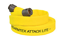Armtex® Attack Lite™ 25 ft Available Lengths, 1 1/2 in. Size, and NST Coupling Type Yellow Lightweight Lined Fire Hose Armtex® Attack Lite™ 25 ft Available Lengths, 1 1/2 in. Size, and NST Coupling Type Yellow Lightweight Lined Fire Hose