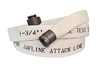 Jafline® 25 ft Available Lengths, 1 1/2 in. Size, and NST Coupling Type White Double-Jacket Fire Hose with Polyurethane Lining Jafline® 25 ft Available Lengths, 1 1/2 in. Size, and NST Coupling Type White Double-Jacket Fire Hose with Polyurethane Lining